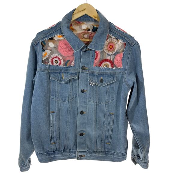Dragon Denim THE PARADISE JACKET Embroidered Floral Denim Jacket Boho Festival S - Picture 3 of 16